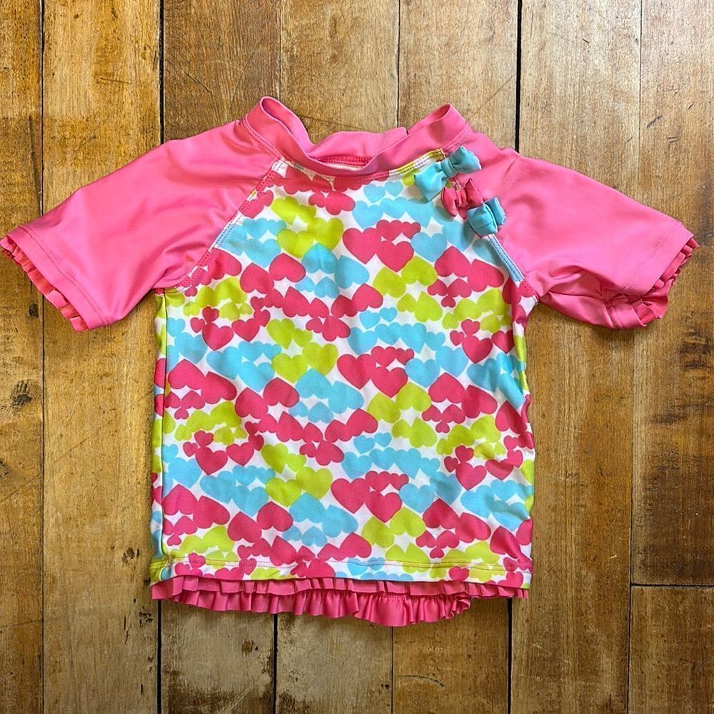 Absorba rashguard size 4T Multi Color Hearts Swim Top summer vacation